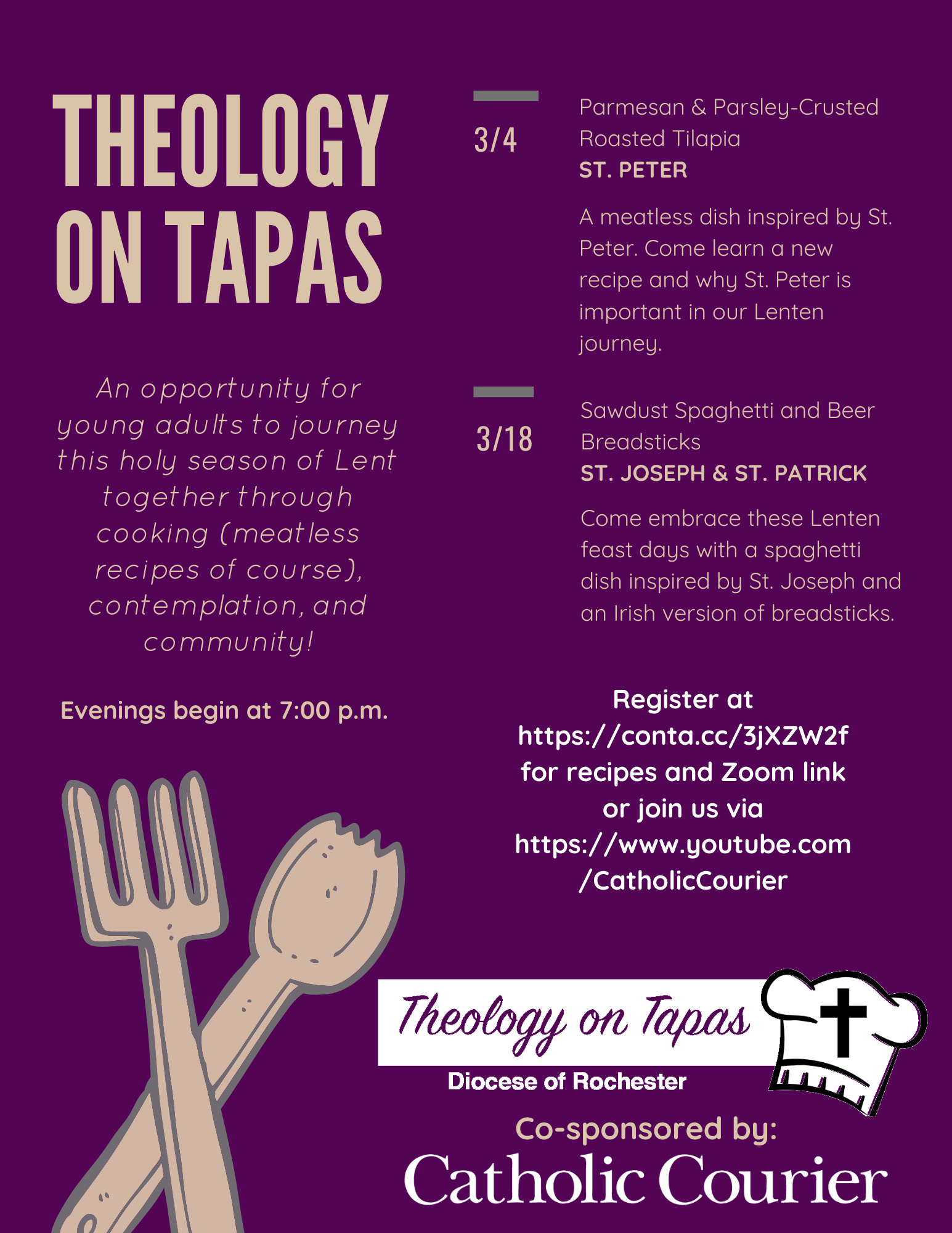 2021 Lenten Theology on Tapas Flyer | Evangelization and Catechesis